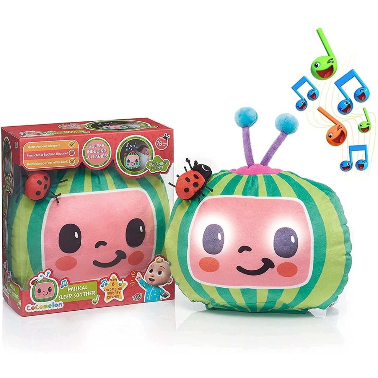 Cocomelon Musical Sleep Soother Nursery Rhymes Plush Watermelon Toy Wow Stuff